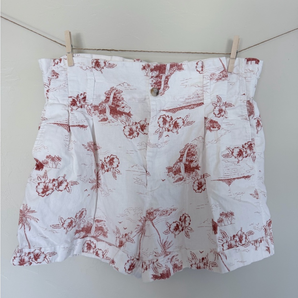 Madewell White and Red Floral Women Shorts
